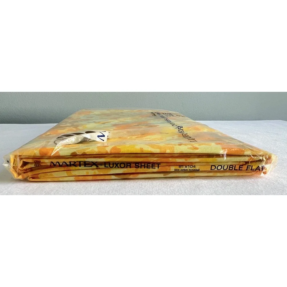 Vintage Martex Luxor Yellow Floral Double Sheet Set New Old Stock 70s Percale
